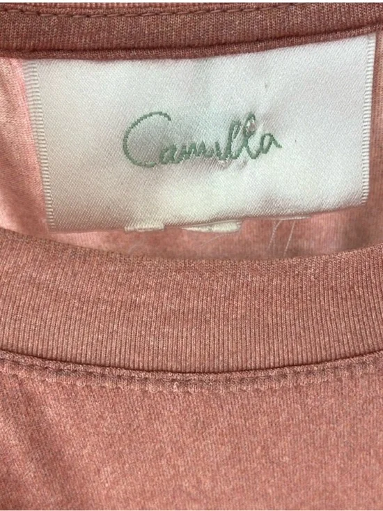 Camilla Rose Pink Short Sleeve Tee with Bejeweled Lion Motif top cotton - Picture 5 of 6